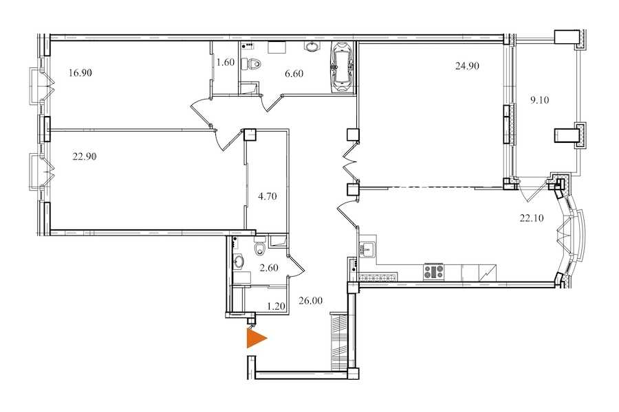 Трехкомнатная квартира в : площадь 129.5 м2 , этаж: 6 – купить в Санкт-Петербурге